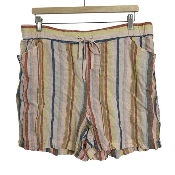 Lane Bryant Linen Blend Striped Shorts - Picture 1 of 12